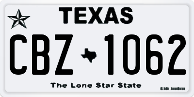 TX license plate CBZ1062