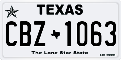 TX license plate CBZ1063