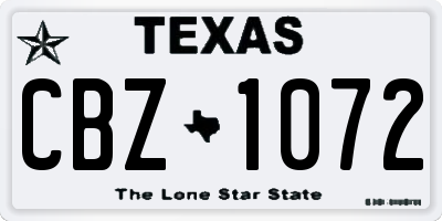 TX license plate CBZ1072