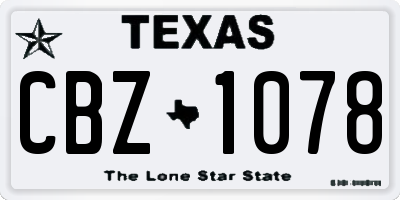 TX license plate CBZ1078