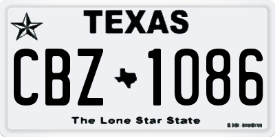 TX license plate CBZ1086