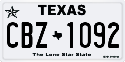 TX license plate CBZ1092