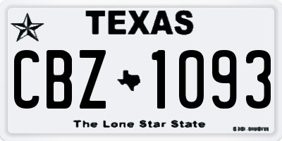TX license plate CBZ1093