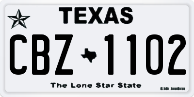 TX license plate CBZ1102