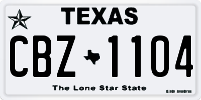 TX license plate CBZ1104