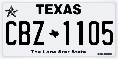 TX license plate CBZ1105