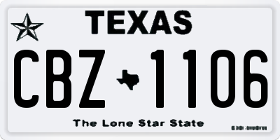 TX license plate CBZ1106