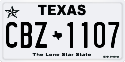 TX license plate CBZ1107