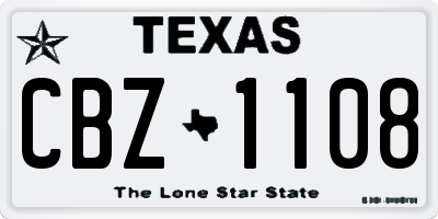 TX license plate CBZ1108