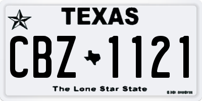 TX license plate CBZ1121