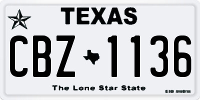 TX license plate CBZ1136