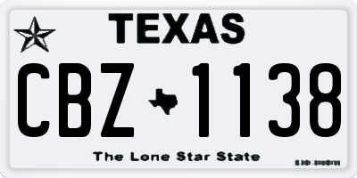 TX license plate CBZ1138