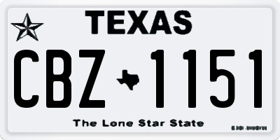 TX license plate CBZ1151