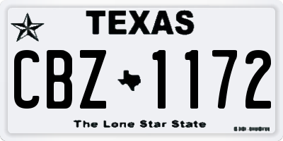 TX license plate CBZ1172
