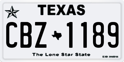 TX license plate CBZ1189