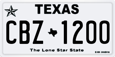 TX license plate CBZ1200