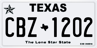 TX license plate CBZ1202