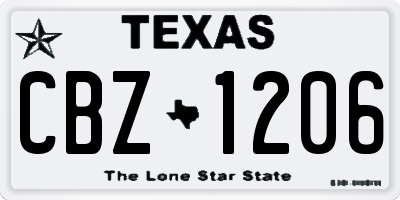 TX license plate CBZ1206