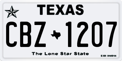 TX license plate CBZ1207