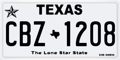 TX license plate CBZ1208