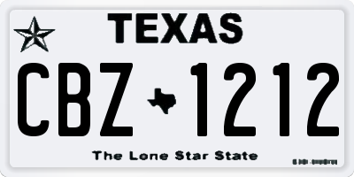 TX license plate CBZ1212
