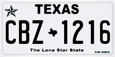 TX license plate CBZ1216