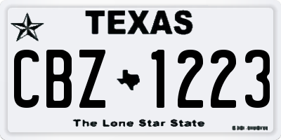 TX license plate CBZ1223