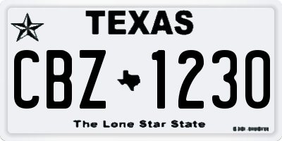 TX license plate CBZ1230
