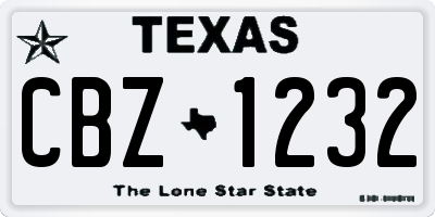TX license plate CBZ1232