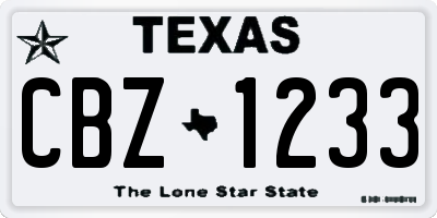 TX license plate CBZ1233