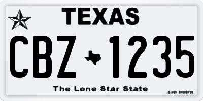 TX license plate CBZ1235