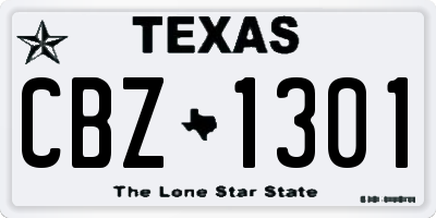 TX license plate CBZ1301