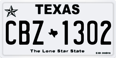 TX license plate CBZ1302