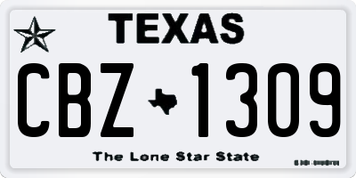 TX license plate CBZ1309