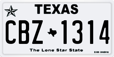 TX license plate CBZ1314