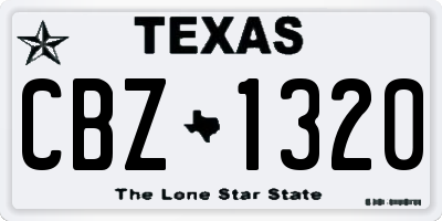 TX license plate CBZ1320