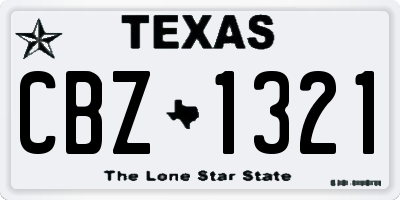 TX license plate CBZ1321