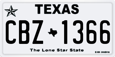 TX license plate CBZ1366