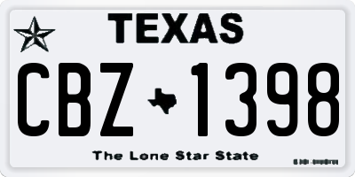 TX license plate CBZ1398