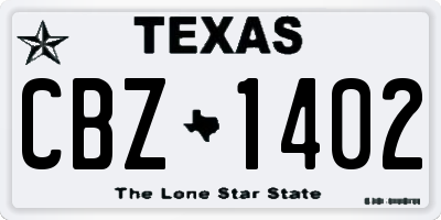 TX license plate CBZ1402