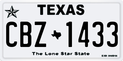 TX license plate CBZ1433