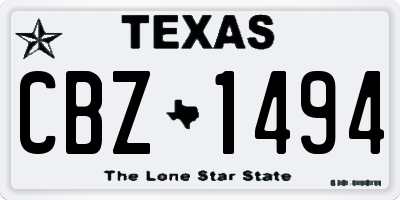 TX license plate CBZ1494