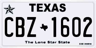 TX license plate CBZ1602