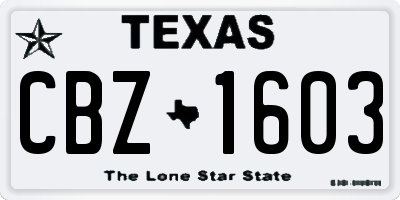 TX license plate CBZ1603