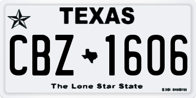 TX license plate CBZ1606