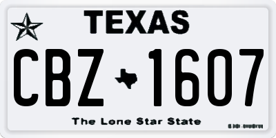 TX license plate CBZ1607