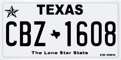 TX license plate CBZ1608