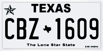 TX license plate CBZ1609