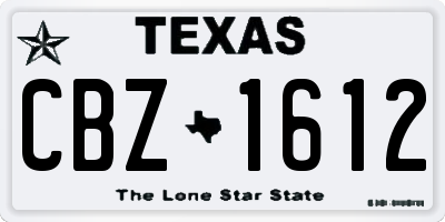 TX license plate CBZ1612