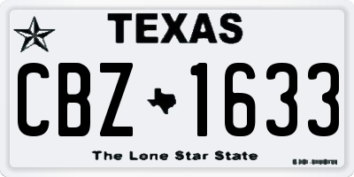 TX license plate CBZ1633